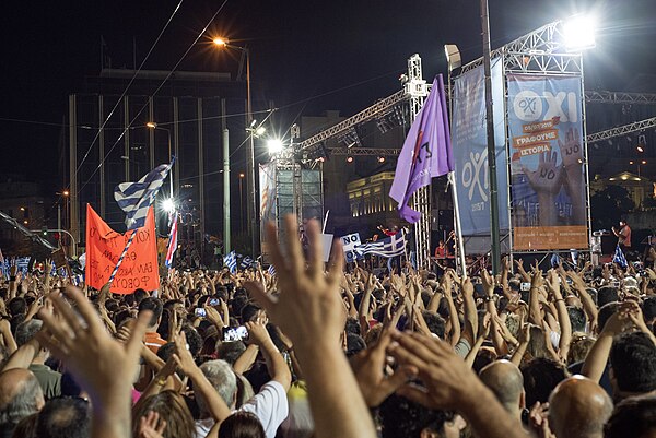 2015 Greek bailout referendum Demonstration for "NO" vote, Syntagma Square, Athens, Greece