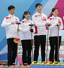 Chinese curling mixed team 2020-01-10 Curling at the 2020 Winter Youth Olympics - Mixed Team - Round Robin - Session 3 - Switzerland vs. China (Martin Rulsch) 01 (cropped).jpg