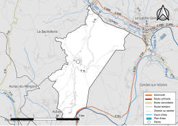 Réseaux hydrographique et routier des Farges.