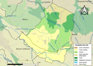 Barevná mapa znázorňující využití půdy.