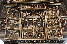 Holy Trinity Church in Hamburg-Allermöhe, main part of the altar by Hein Baxmann