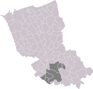 Location of the canton Hazebrouck-Sud in the arrondissement of Dunkerque