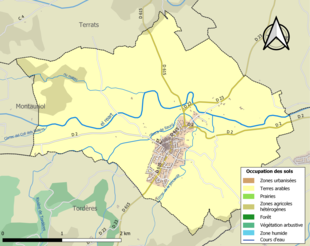 Barevná mapa znázorňující využití půdy.