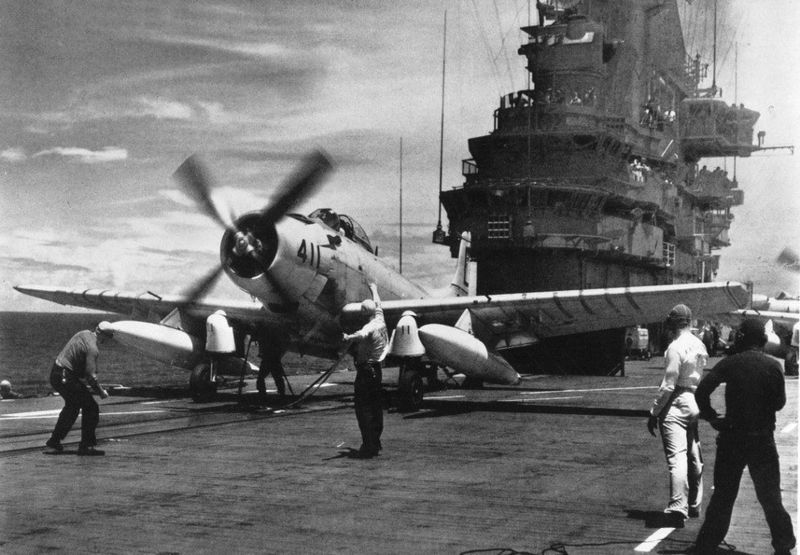 File:AD-6 Skyraider of VA-125 on catapult of USS Lexington (CVA-16) in 1957.jpg