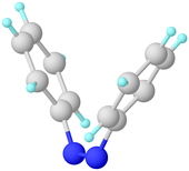 X-ray crystallography reveals the highly nonplanar, twisted structure for cis-azobenzene. AZBENC01.png