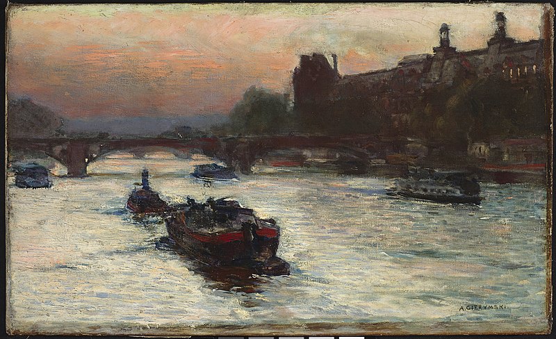 File:Aleksander Gierymski - Evening by the River Seine, study - MP 638 - National Museum in Warsaw.jpg