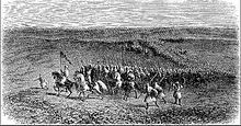 The troops of the regency of Algiers allied to the kingdom of Beni Abbes marching towards Oranie (19th century engraving) Algiers Army.jpg