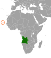 Location map for Angola and Cape Verde.