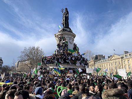 Algerians gathered in Paris on 17 March 2019 to protest against the  President Abdelaziz Bouteflika.
