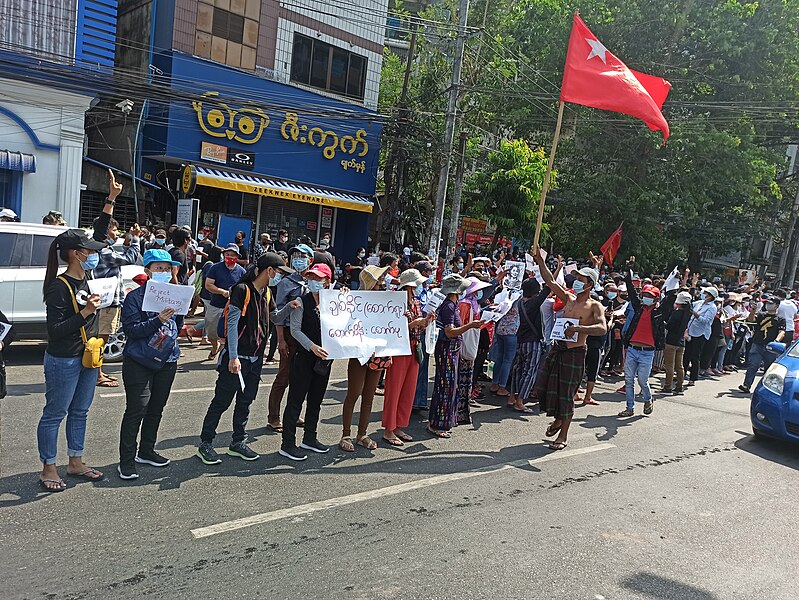 File:Anti-coup protest near the University of Yangon (8 February 2021).jpg