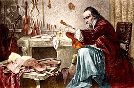 Stradivari provar instrumentet.  1800-talsgravyr