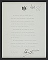 Approval by Queen Elizabeth II of use of Royal Crown in the New Zealand Coat of Arms - 11 July 1956.jpg
