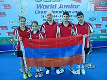 Armenian team at the 2014 BWF World Junior Championships. Badmalazia1.jpg