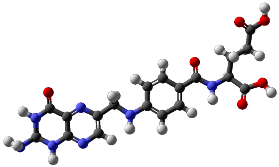 Ball-and-stick model of folic acid.png