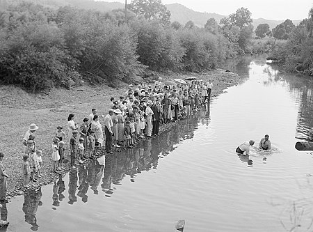 Baptism in Morehead, Kentucky, photographed by Marion Post Wolcott in 1940
