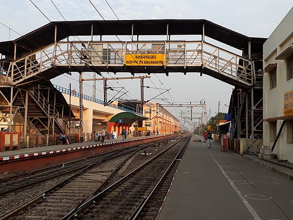 Baranagar Road railway station and Baranagar metro station (behind)