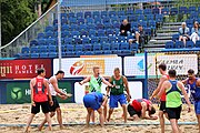 Deutsch: Beachhandball Europameisterschaften 2019 (Beach handball Euro); Tag 5: 6. Juli 2019 – Männer, Halbfinale, Dänemark-Ungarn 2:0 (19:16, 22:18) English: Beach handball Euro; Day 5: 6 July 2019 – Semifinal Men – Denmark-Ukraie 2:0 (19:16, 22:18)