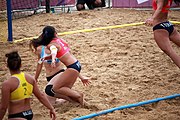 Deutsch: Beachhandball bei den Olympischen Jugendspielen 2018; Tag 6, 12. Oktober 2018; Mädchen, Hauptrundenspiel – Chinese Taipei (Taiwan)-Argentinien 1:2 English: Beach handball at the 2018 Summer Youth Olympics at 12 October 2018 – Girls Main Round – Chinese Taipei (Taiwan)-Argentina 1:2