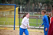 Deutsch: Beachhandball bei den Olympischen Jugendspielen 2018; Tag 6, 11. Oktober 2018; Mädchen, Platzierungsspiel um Platz 7 - Russland-Venezuela 2:0 English: Beach handball at the 2018 Summer Youth Olympics at 11 October 2018 – Girl's Placement Match 7-8 – Russia-Venezuela 2:0