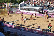 Deutsch: Beachhandball bei den Olympischen Jugendspielen 2018; Tag 3, 9. Oktober 2018; Jungs, Vorrunde, Gruppe B - Argentinien-Hongkong 2:0 English: Beach handball at the 2018 Summer Youth Olympics at 9 October 2018 – Girls Preliminary Round Group B – Argentina-Hing Kong 2:0