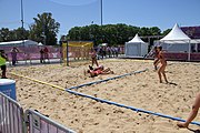 Deutsch: Beachhandball bei den Olympischen Jugendspielen 2018; Tag 3, 10. Oktober 2018; Mädchen, Vorrunde, Gruppe A - Kroatien-Amerikanisch Samos 2:0 English: Beach handball at the 2018 Summer Youth Olympics at 10 October 2018 – Girls Preliminary Round Group A‎ – Croatia-American Samoa 2:0