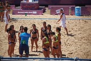 Deutsch: Beachhandball bei den Olympischen Jugendspielen 2018; Tag 4, 10. Oktober 2018; Mädchen, Vorrunde, Gruppe A - Ungarn-Chinese Taipei (Taiwan) 2:0 English: Beach handball at the 2018 Summer Youth Olympics at 10 October 2018 – Girls Preliminary Round Group A‎ – Hungary-Chinese Taipei 2:0