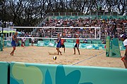 Deutsch: Beachvolleyball bei den Olympischen Jugendspielen 2018; Tag 11, 17. Oktober 2018; Jungen,Finale – Niederlande (Matthew Immers/Yorick de Groot)-Schweden (David Åhman/Jonatan Hellvig) 0:2 (20–22/15–21) English: Beach volleyball at the 2018 Summer Youth Olympics at 17 October 2018 – Final – Netherlands (Matthew Immers/Yorick de Groot)-Sweden (David Åhman/Jonatan Hellvig) 0:2 (20–22/15–21)