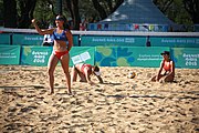 Deutsch: Beachvolleyball bei den Olympischen Jugendspielen 2018; Tag 8, 14. Oktober 2018; Mädchen, Achtelfinale – Bolivien-Puerto Rico 0:2 (18–21/18–21 ) English: Beach volleyball at the 2018 Summer Youth Olympics at 14 October 2018 – Girls Round of 16 – Bolivia-Puerto Rico 0:2 (18–21/18–21 )