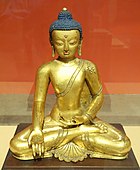 Bhaishajyaguru or Medicine Buddha, Tibet, 14th century, gilt bronze - Berkeley Art Museum and Pacific Film Archive - DSC04032.JPG