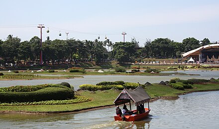 A boat ride in the miniature of Indonesia's islands at Taman Mini Indonesia Indah