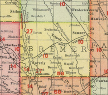 Bremer in Bremer County, Iowa, in 1903 Bremer County Iowa 1903.png