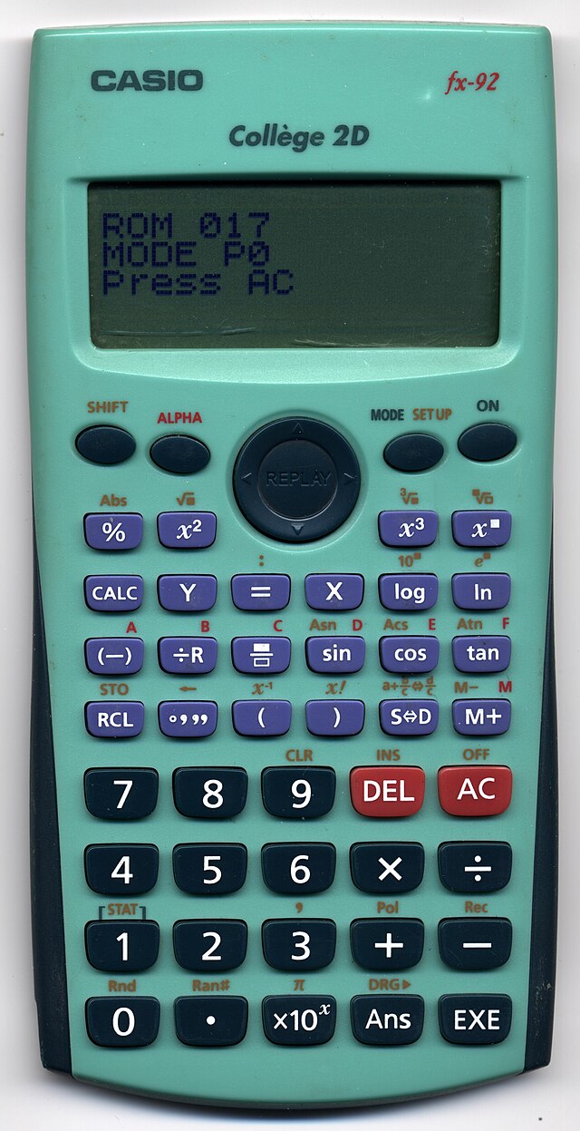 MyCalcDB : Calculator Casio fx-92 aka fx-92 Collège 2D