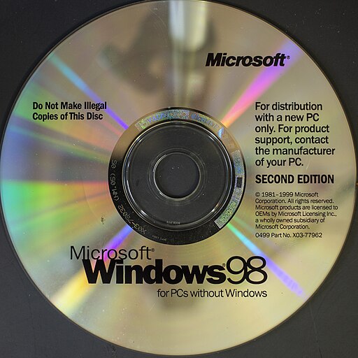 CD Room de instalación de Windows 98