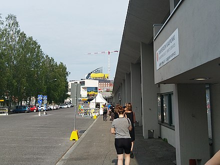 COVID‑19 mass vaccination queue in Finland, June 2021.