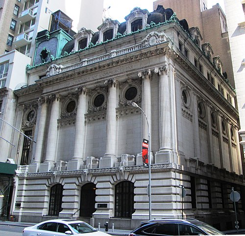 The Chamber of Commerce Building at 65 Liberty Street, one of many historical buildings in the district