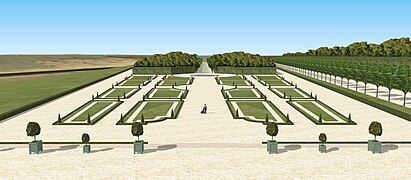 Restitution du parterre du château de Faÿ-les-Nemours d'après le plan d'intendance, XVIIIe siècle