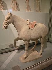 Statuette of a saddled white horse