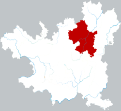 遵義市中の正安県の位置