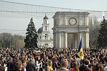 Protests in Chisinau after the April 2009 elections Chisinau riot 2009-04-07 23.jpg