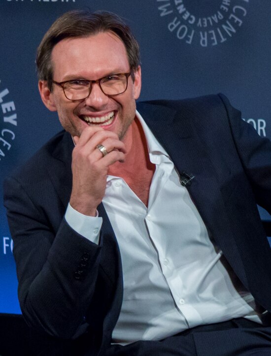 Slater speaking at the Mr. Robot panel during the 2015 PaleyFest