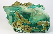 Banded white to blue green chrysocolla from Bisbee, Arizona (size: 12.2 x 5.5 x 5.2 cm)