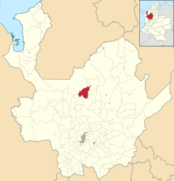 Lage der Gemeinde und Stadt Briceño im Departement Antioquia in Kolumbien