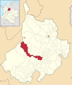 Location of the town and municipality of Simacota in the بخش سانتاندر.