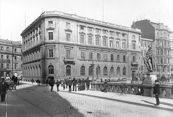 First head office building on the Nikolaifleet in Hamburg, completed in 1874 on a design by architect Martin Haller