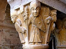 A sculpted capital in the cloister. Conques JPG04.jpg