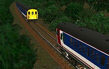 Moments before the collision recreated using Trainz. Cowden train crash.jpg