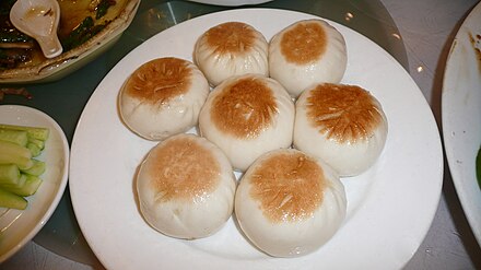 Baozi (Cantonese: bao) on a plate in Shenzhen