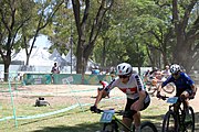 Deutsch: Radsport bei den Olympischen Jugendspielen 2018 Tag 10, 16. Oktober 2018 - Combined Criterium – XCC Rennen weiblich English: Cycling at the 2018 Summer Youth Olympics – Women's Combined Criterium – XCC Race on 16 October 2018.