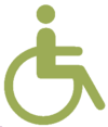 Pictogramme de la déficience motrice : le fauteuil roulant