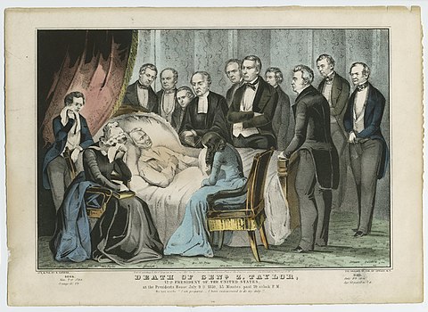 An 1850 print depicting the death of Zachary Taylor